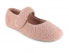 Thies Women Vegan Ballerina Slippers Teddy, rose