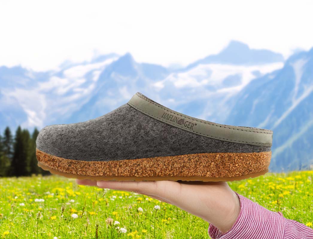 HAFLINGER | Felt Clog Grizzly Torben, Anthracite | Express Shipping