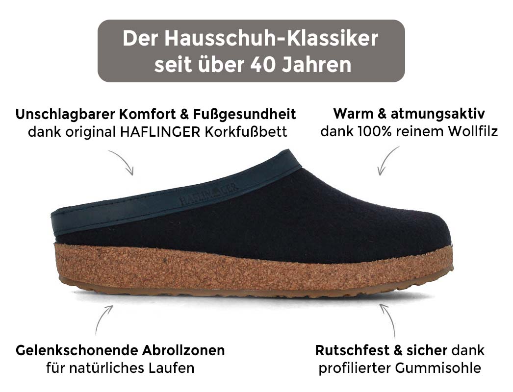 HAFLINGER GZ Torben Slippers with Arch Support, dark blue