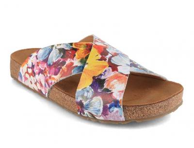 HAFLINGER Women Mules Bio Mio blue white 