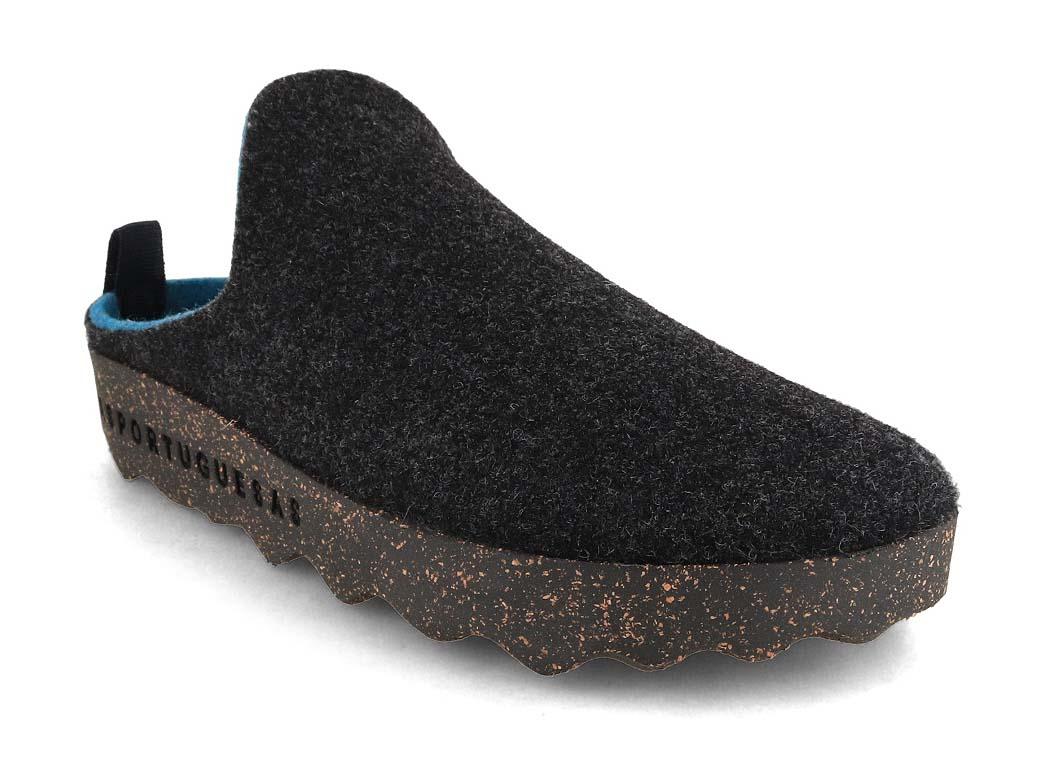 ASPORTUGUESAS Women Felt Clogs 'Come', anthracite double