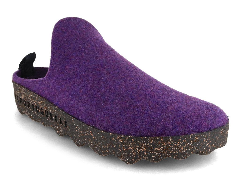 ASPORTUGUESAS Women Felt Clogs 'Come', dk. purple
