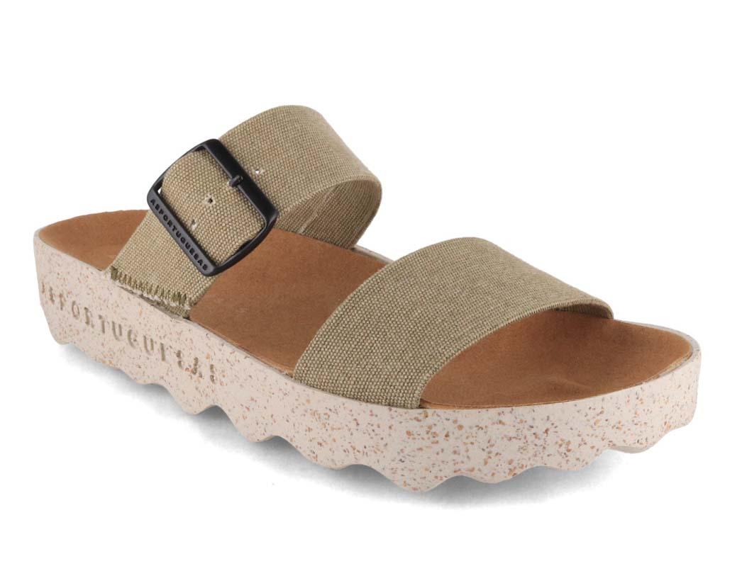 ASPORTUGUESAS Women Sustainable Sandals 'City Line Coly', khaki