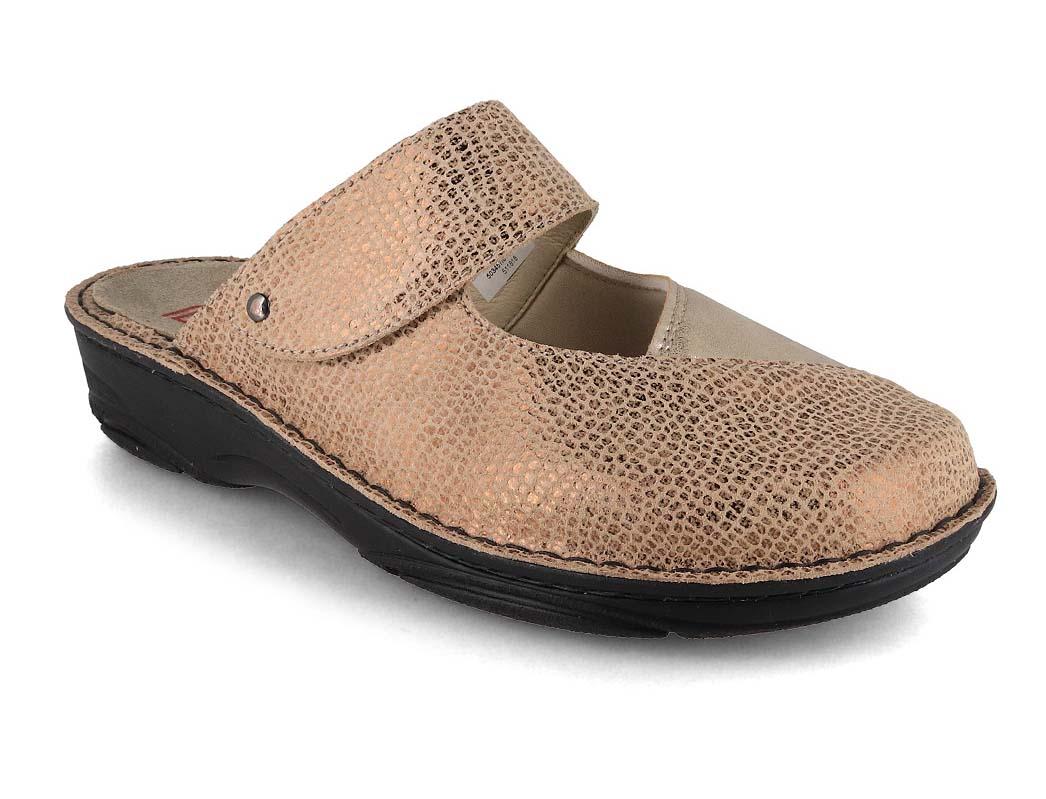 Berkemann BERKOFLEX Women Adjustable leather Clogs 'Heliane', Gold