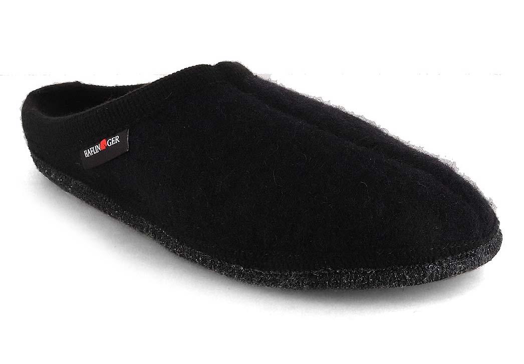 HAFLINGER AS Classic, black | Felted Wool Slippers