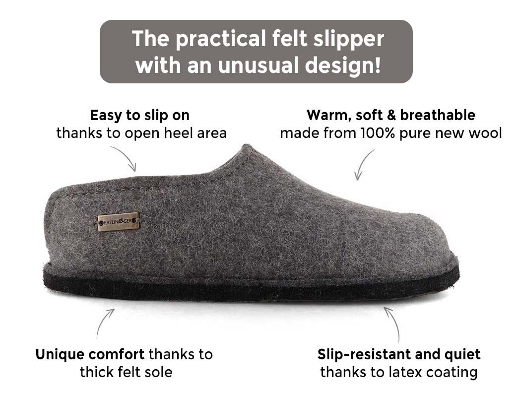 HAFLINGER Emils Choice Pantofole In Feltro Di Lana Unisex, Suola In Pelle, Comode