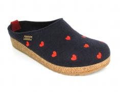 HAFLINGER | Felt Clog Grizzly Cuoricino,Midnight Blue|Express Shipping