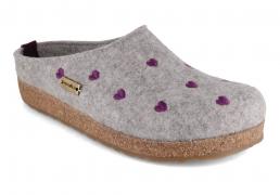 HAFLINGER | Felt Clog Grizzly Cuoricino, Stone Gray | Express Shipping
