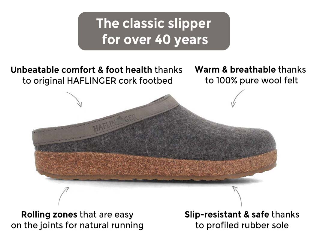 HAFLINGER | Felt Clog Grizzly Torben, Anthracite | Expr