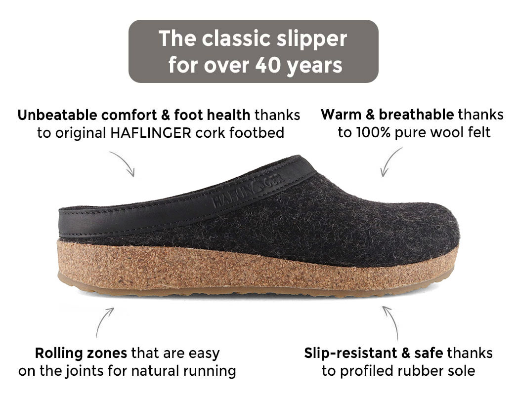 HAFLINGER Slippers GZL Clogs, dark grey | Free Shipping display picture 2