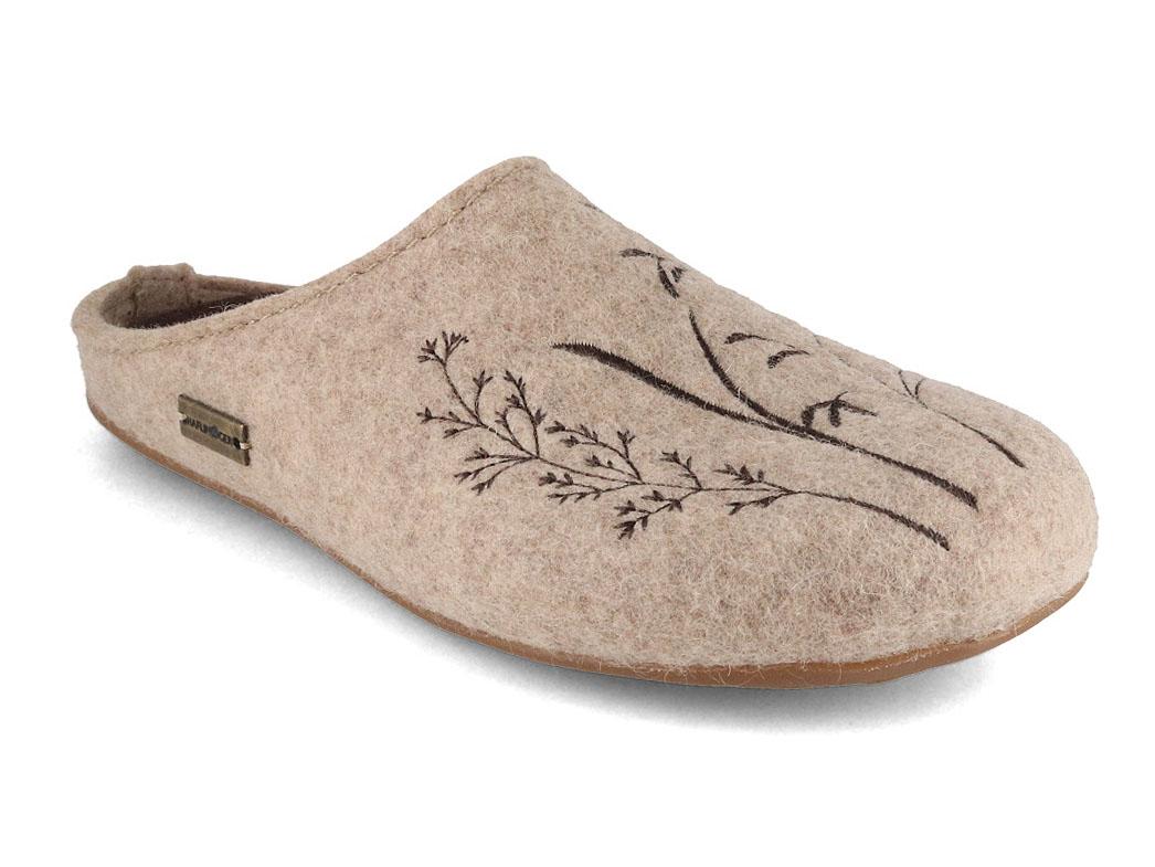 HAFLINGER Everest Botanica, beige | Women Wool Slippers
