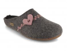 HAFLINGER Everest Coeur, anthracite | Felted Wool Slippers