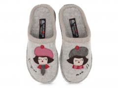 HAFLINGER Flair Bonjour, stone grey | Boiled Wool Slippers