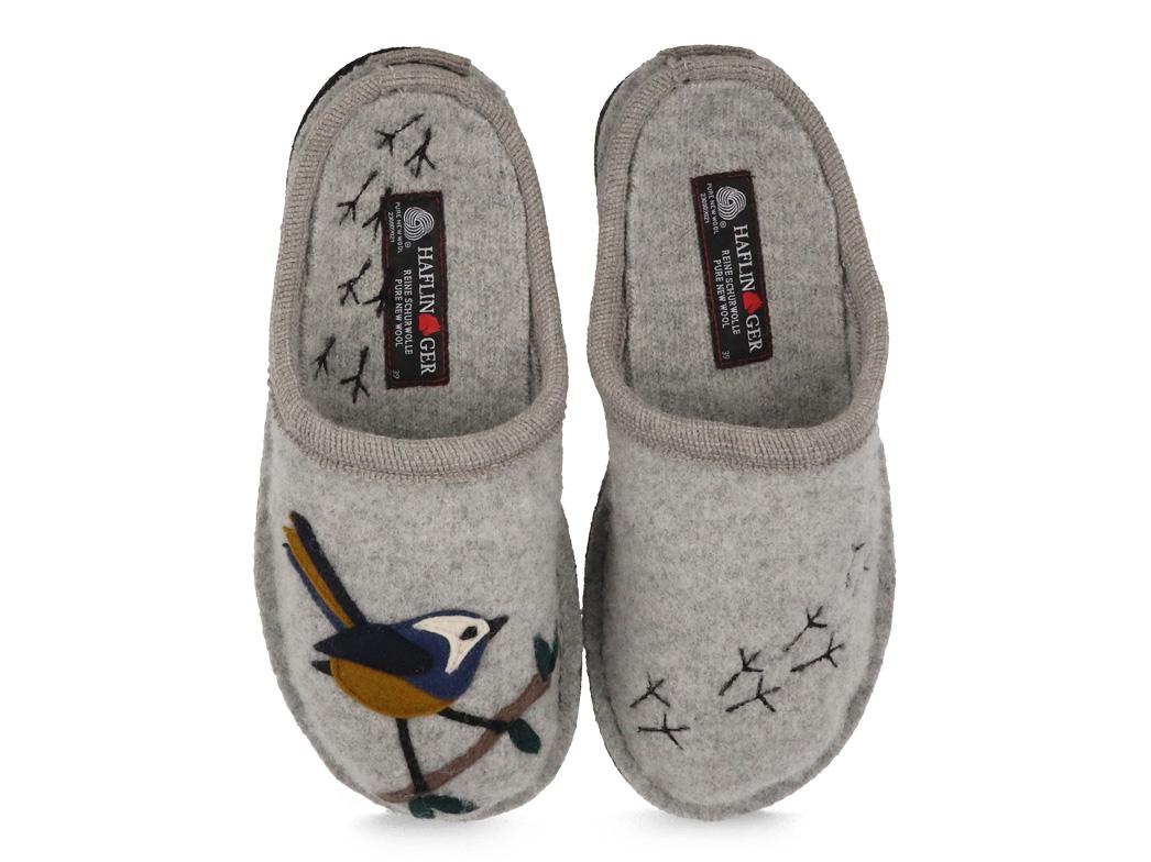 HAFLINGER Flair Songbird, stone gray | Women Felt Slippers