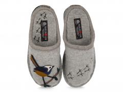 HAFLINGER Flair Songbird, stone gray | Women Felt Slippers