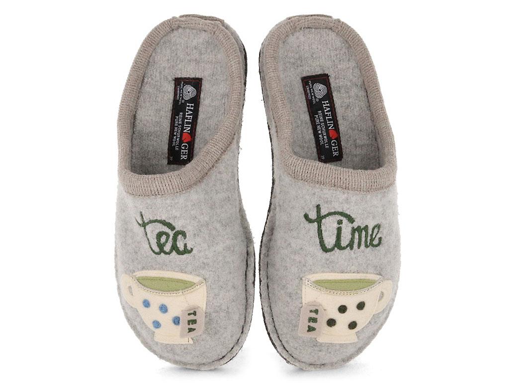 HAFLINGER Flair Tea Time, stone-gray | Felt Slippers