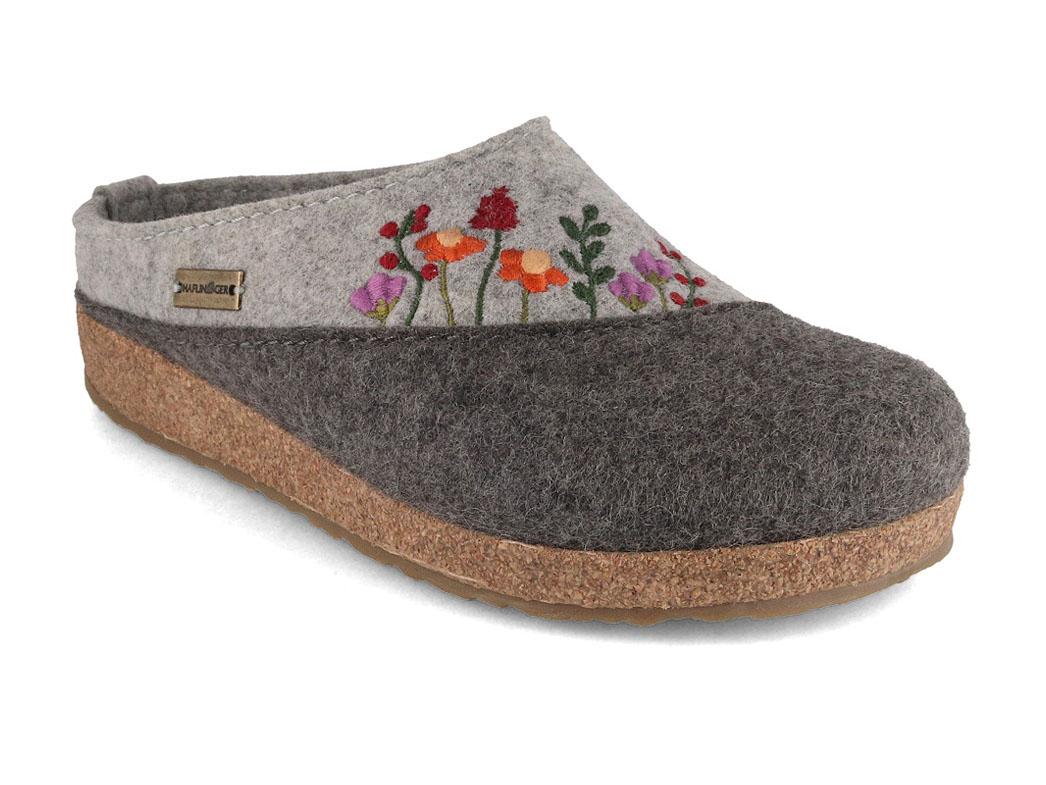 HAFLINGER Grizzly Bee Happiness, anthracite | Felted Wool Clogs