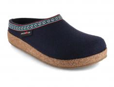 HAFLINGER Grizzly GZ Clogs, blue | Felted Wool Slippers