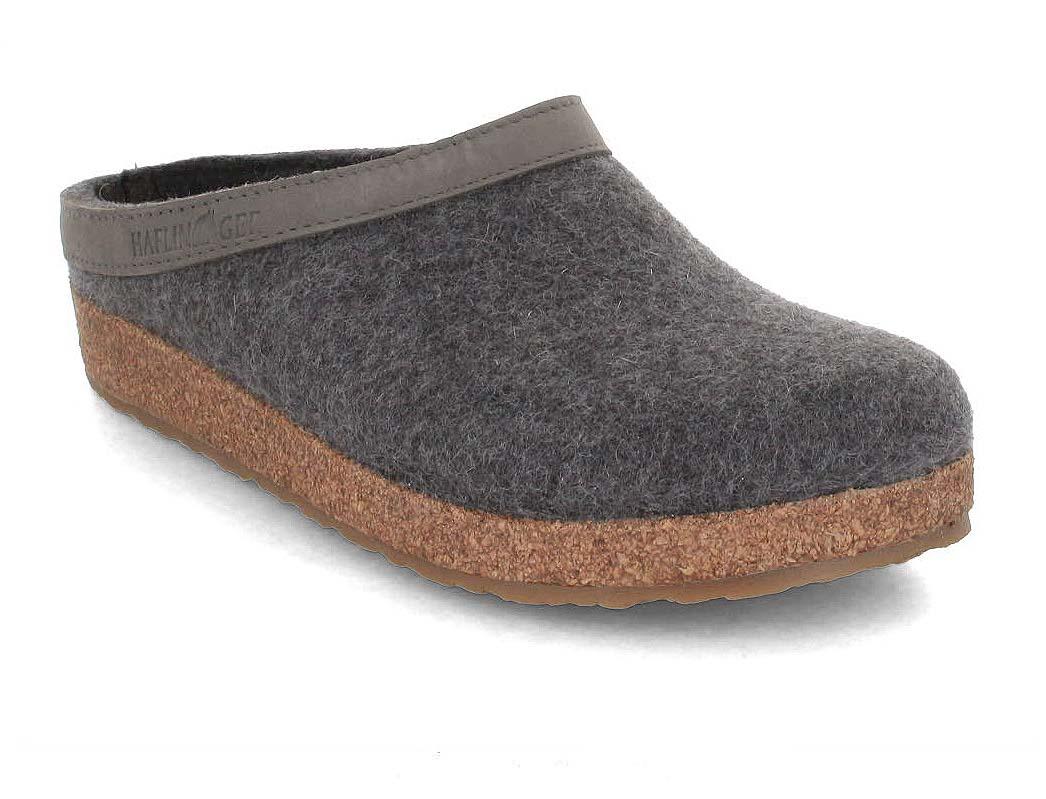 HAFLINGER Grizzly GZL Clogs, anthracite | Felted Wool Slippers