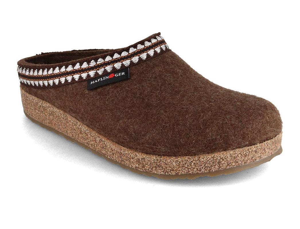 HAFLINGER Grizzly Lucky, chocolate |  Women Felt Clogs
