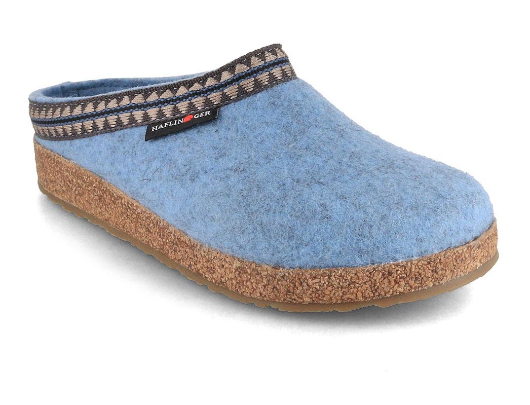 HAFLINGER Grizzly Lucky, ice blue | Felted Wool Clogs