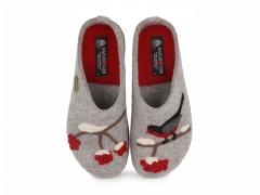 HAFLINGER Grizzly Winterbird, stone gray | Women Felt Clogs