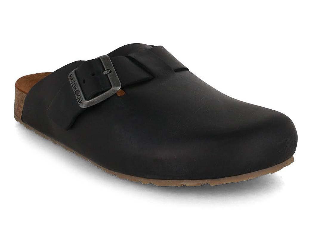 HAFLINGER Men Leather Clogs 'Porto', black