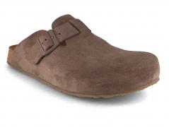 HAFLINGER Men Women Leather Clogs 'Porto', grey-brown