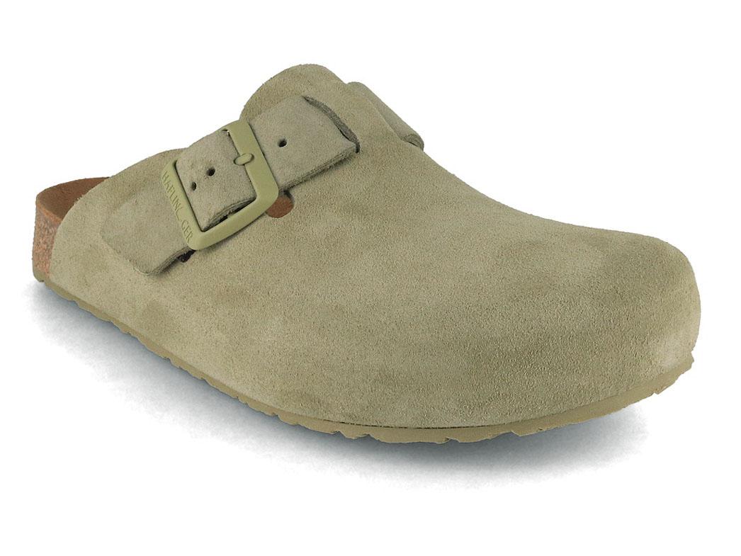 HAFLINGER Men Women Leather Clogs 'Porto', sage
