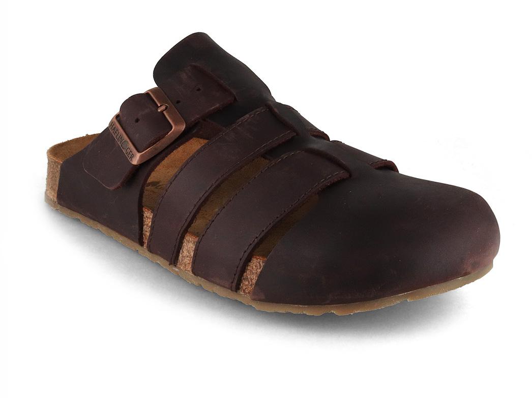 HAFLINGER Men Women Leather Sandals 'Lisboa', marron
