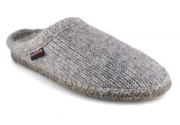 HAFLINGER Men Women Wool Slippers 'De Punto', stone grey