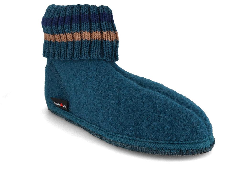 HAFLINGER Paul, turquoise | Wool Slipper Boots