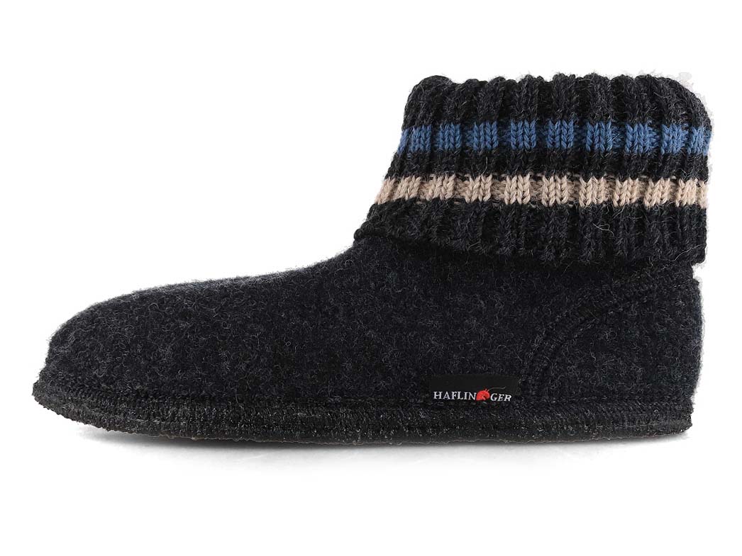 HAFLINGER Boiled Wool Slipper Boot Paul, Graphite E
