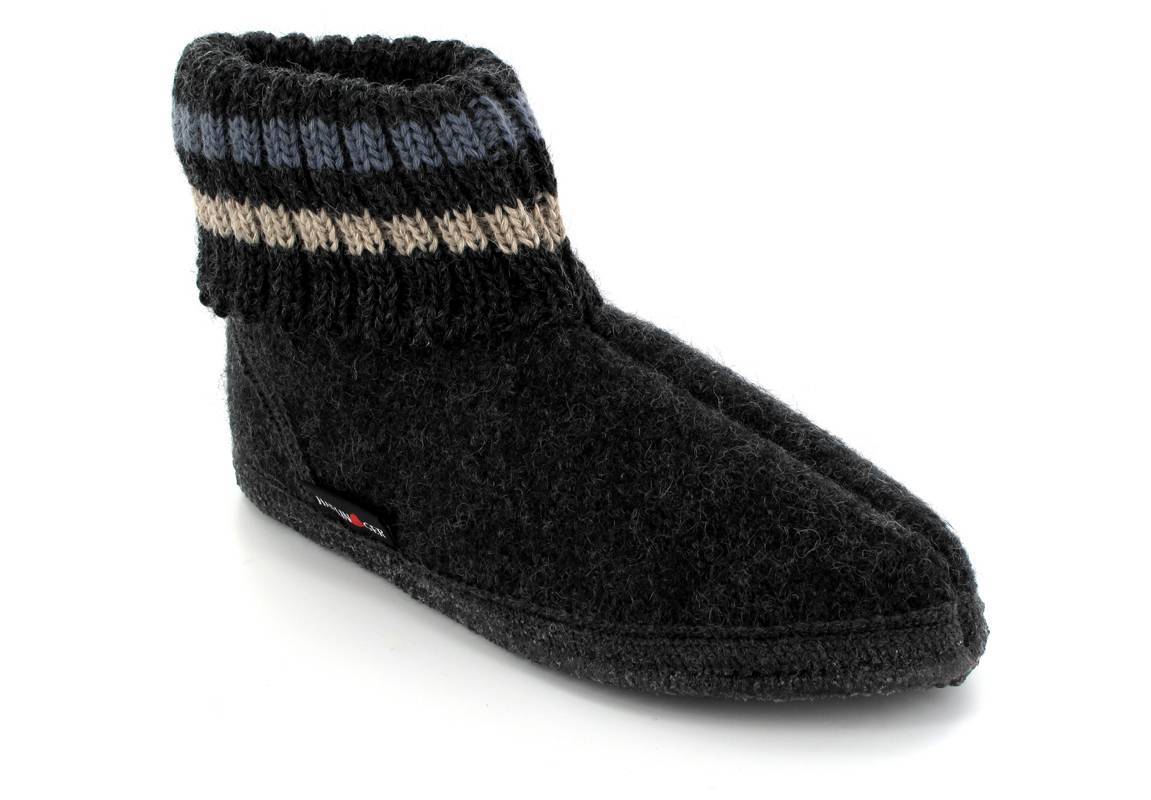 Shetland Ampère liefdadigheid ❤ HAFLINGER | Boiled Wool Slipper Boot Paul, Graphite | Express Shipping
