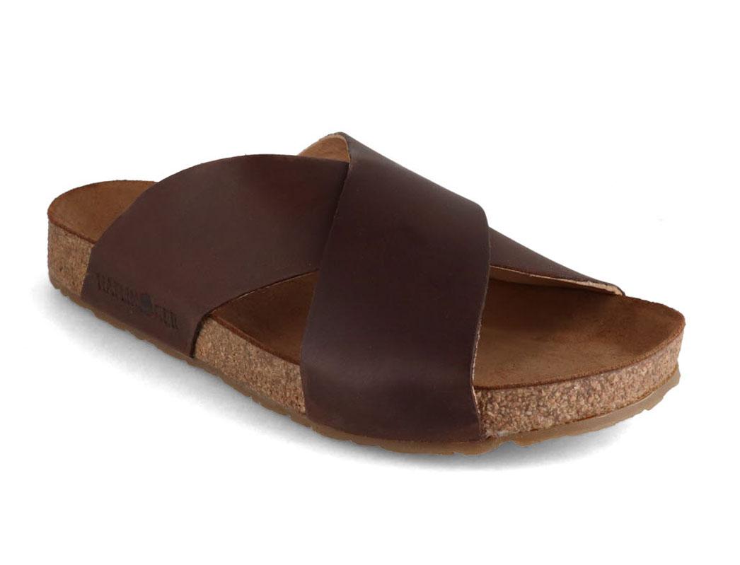 leather slip on sandals