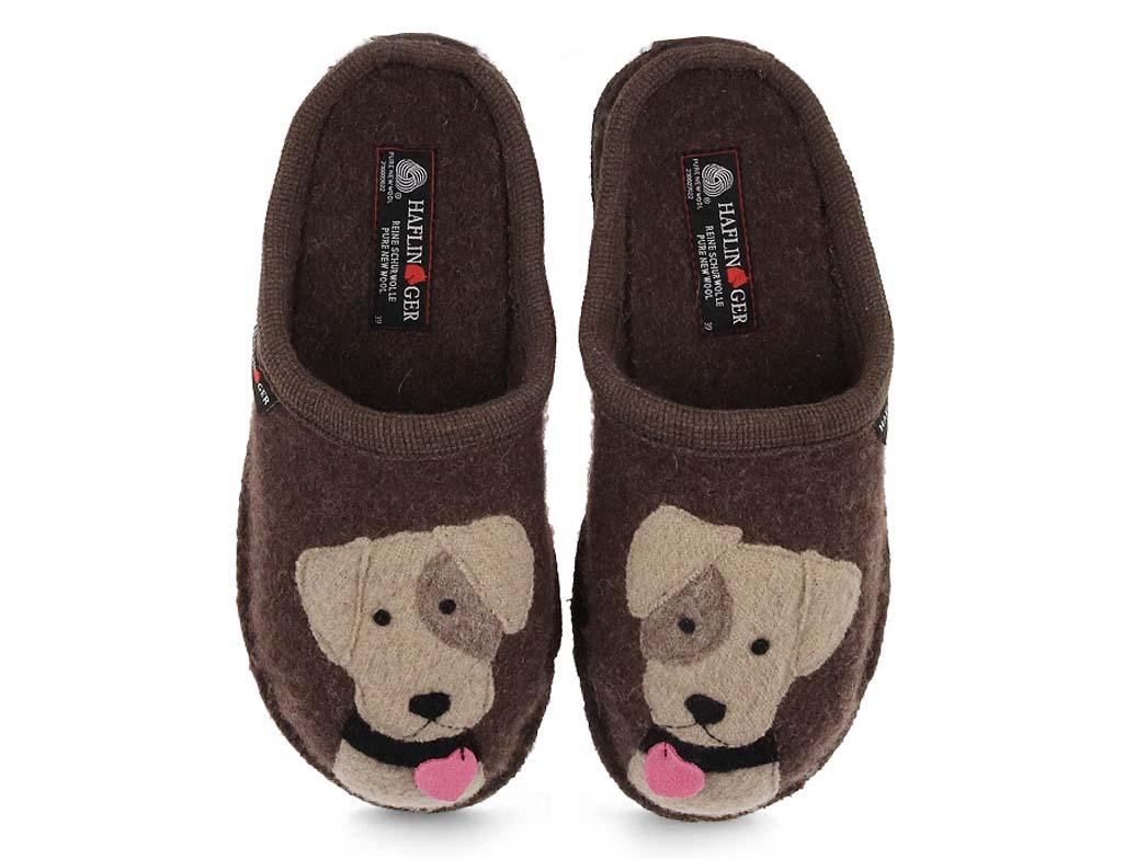 HAFLINGER Unisex Slippers with motiv 'Flair Rudi', brown mottled
