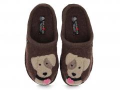 HAFLINGER Unisex Slippers with motiv 'Flair Rudi', brown mottled