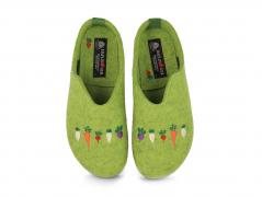 HAFLINGER Women Apllication Felt Slippers 'Grizzly R�bli', canarygreen