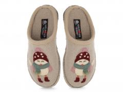 HAFLINGER Women Boiled Wool Slippers 'Flair Birdie', beige