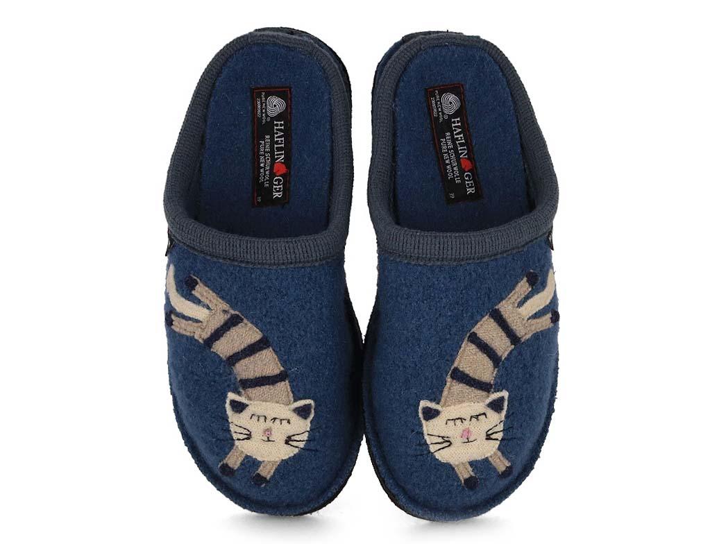 HAFLINGER Boiled Wool Slippers | Flair Choupette, blue|