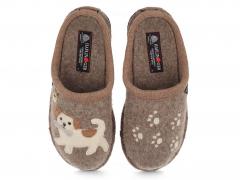 HAFLINGER Women Boiled Wool Slippers 'Flair Fido', beige mottled