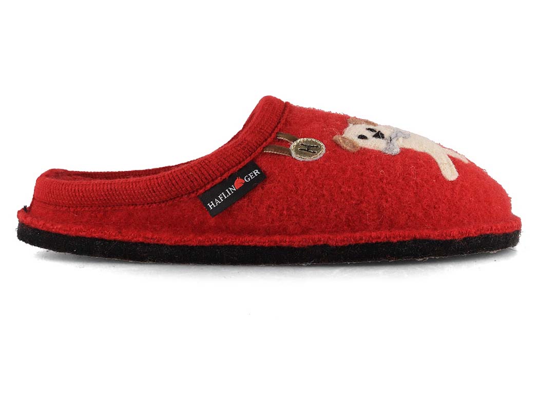 HAFLINGER Women Boiled Wool Slippers | Flair Fido, Red|