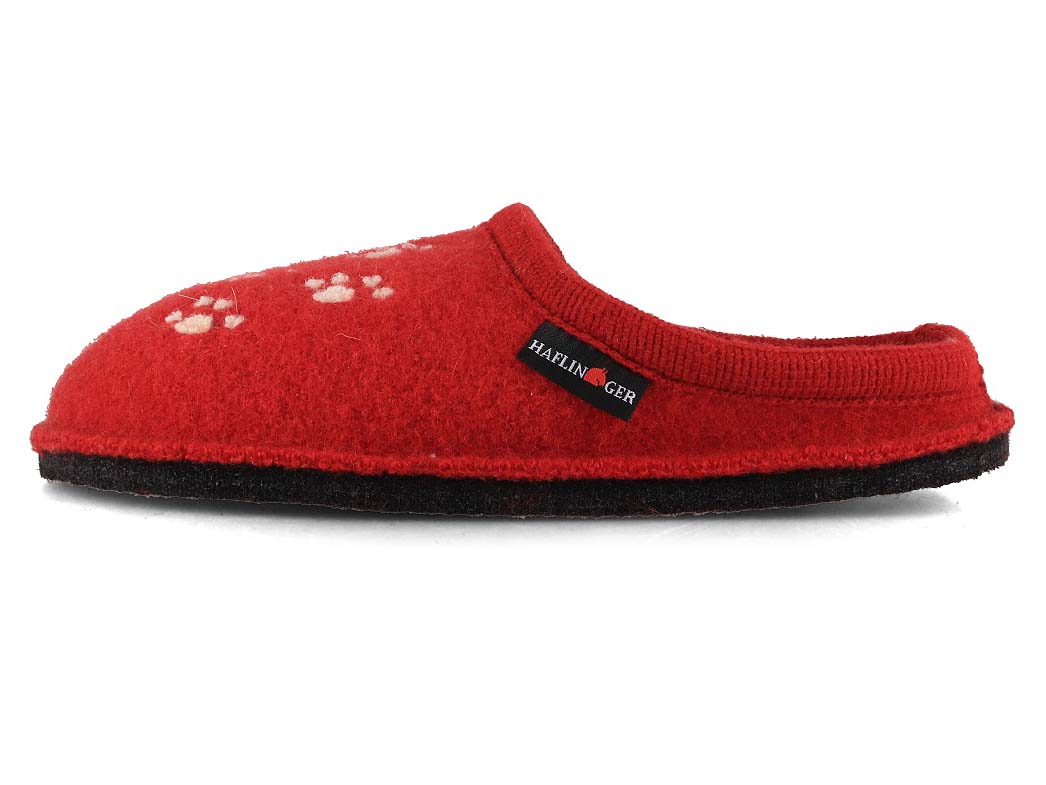 HAFLINGER Women Boiled Wool Slippers | Flair Fido, Red|