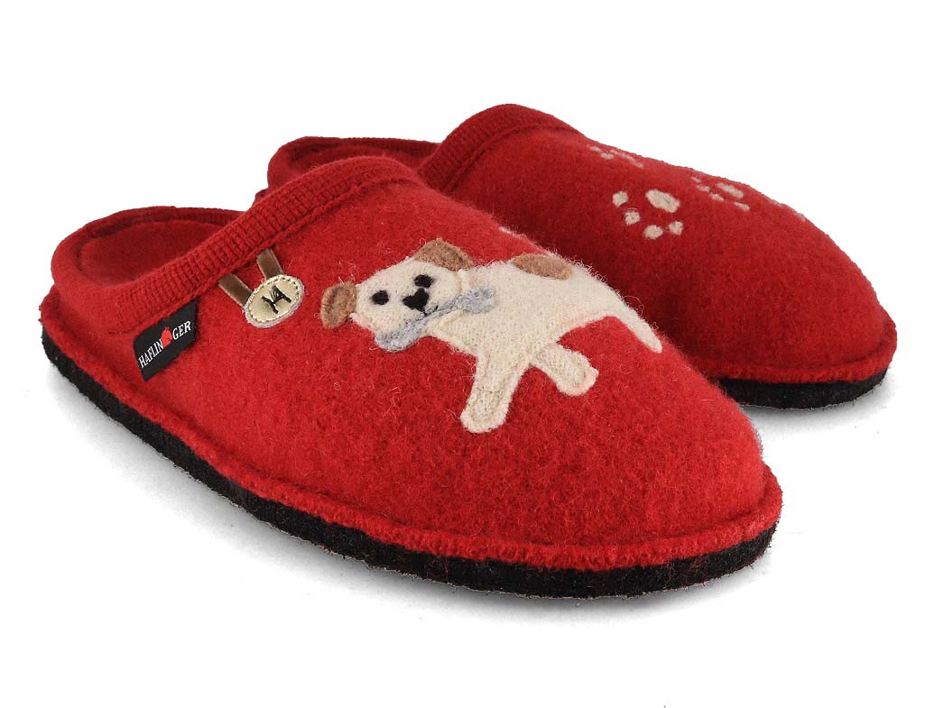 HAFLINGER Women Boiled Wool Slippers | Flair Fido, Red|