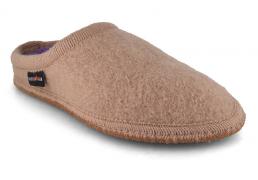 HAFLINGER Women Boiled Wool Slippers 'Striped', almond