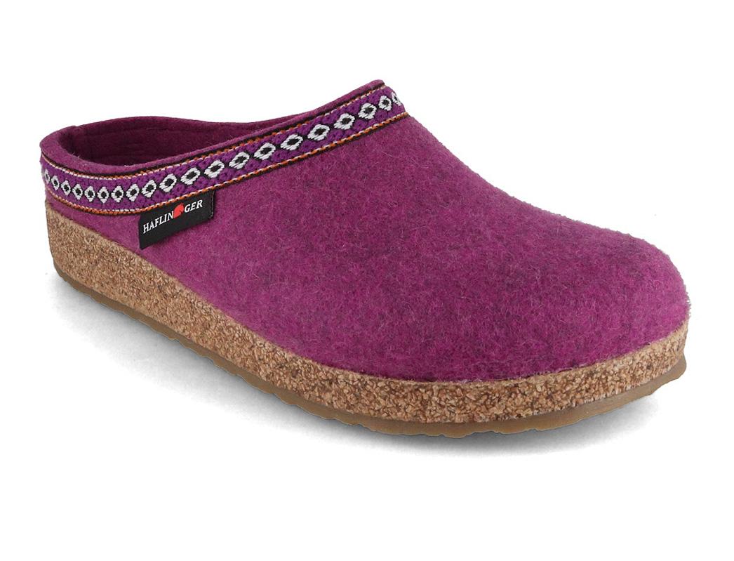 HAFLINGER Women Clogs 'Grizzly Franzl', mulberry (new trim)