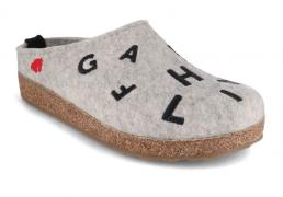 HAFLINGER Women Clogs | Grizzly Letter, Stone-Gray |