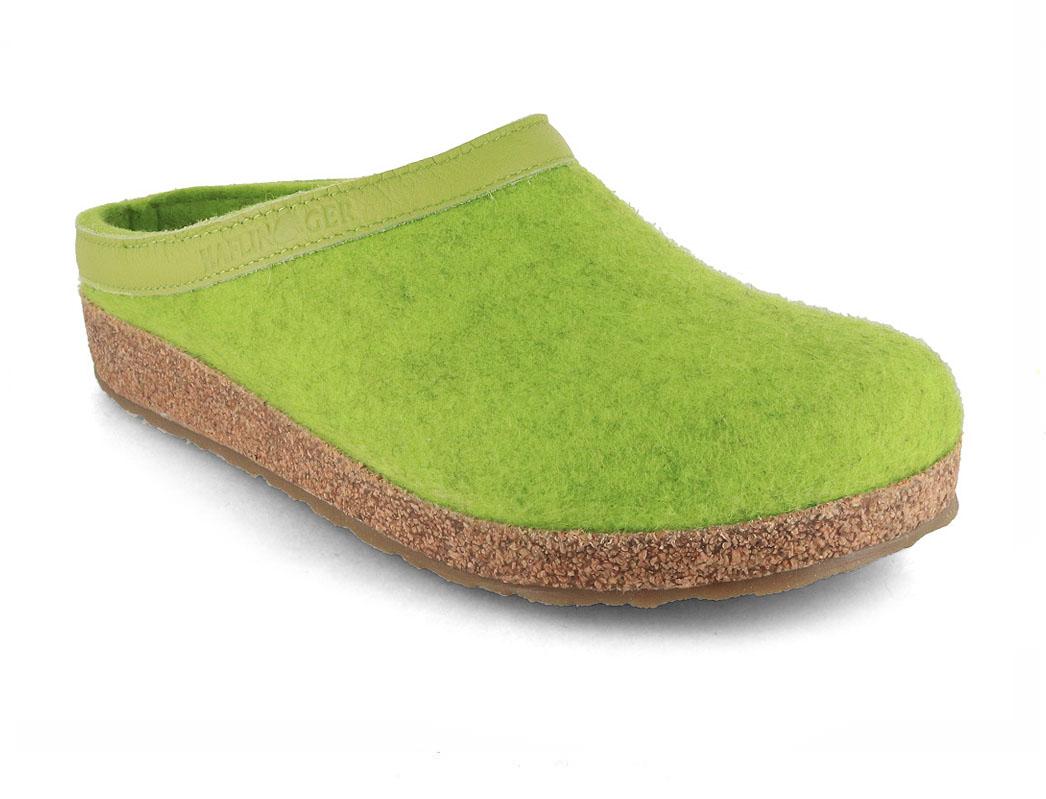 HAFLINGER Women Felt Clogs with Cork Footbed Grizzly Torben, canarygreen