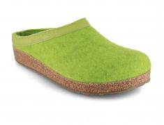 HAFLINGER Women Felt Clogs with Cork Footbed Grizzly Torben, canarygreen