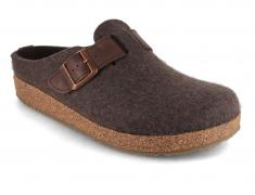 HAFLINGER Women Men Felt Clogs with Cork Footbed 'Chicago', mottled brown
